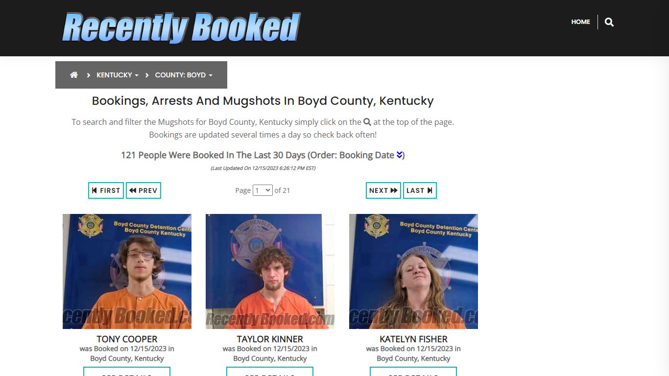 Recent bookings, Arrests, Mugshots in Boyd County, Kentucky